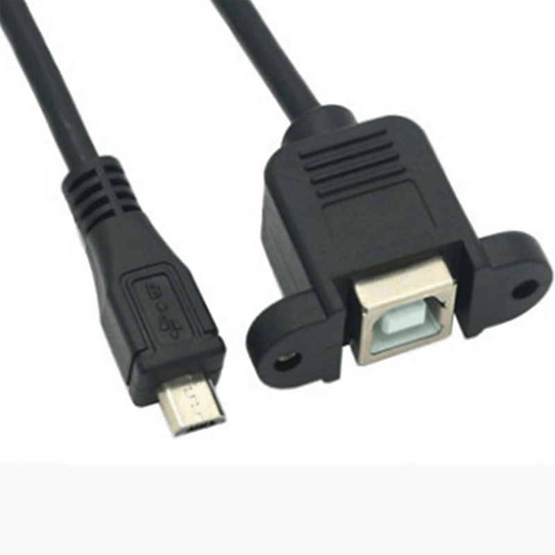 Micro USB Male To USB 2.0 B Female Panel Mount Type Printer Cable