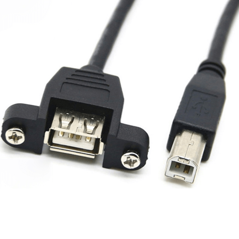 USB 2.0 B Male To USB 2.0 A Female Panel Mount Type Printer Cable