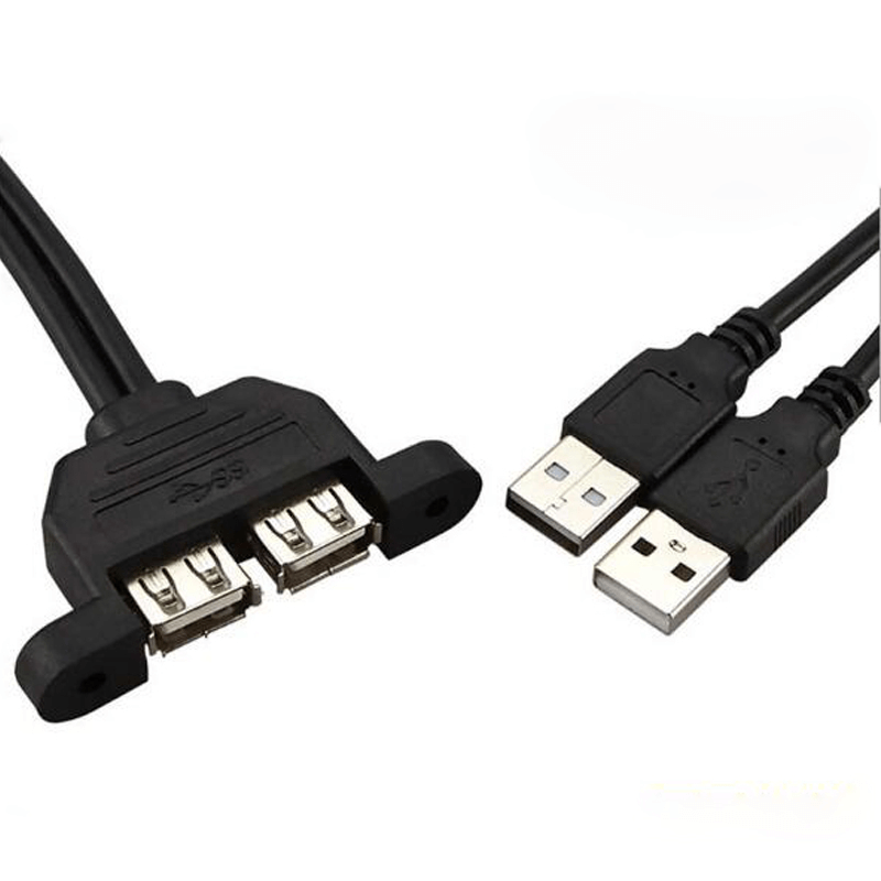 Two USB 2.0 A Male To Dual USB 2.0 A Female Connector Cable