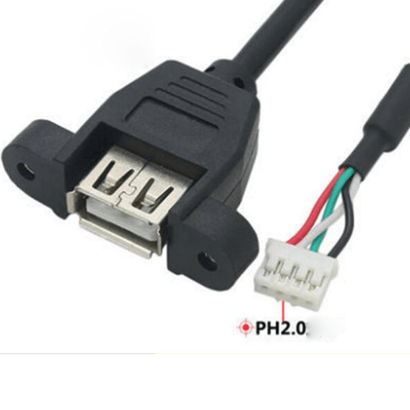 USB A Female Panel Mount To Ph2.0 4Pin Cable