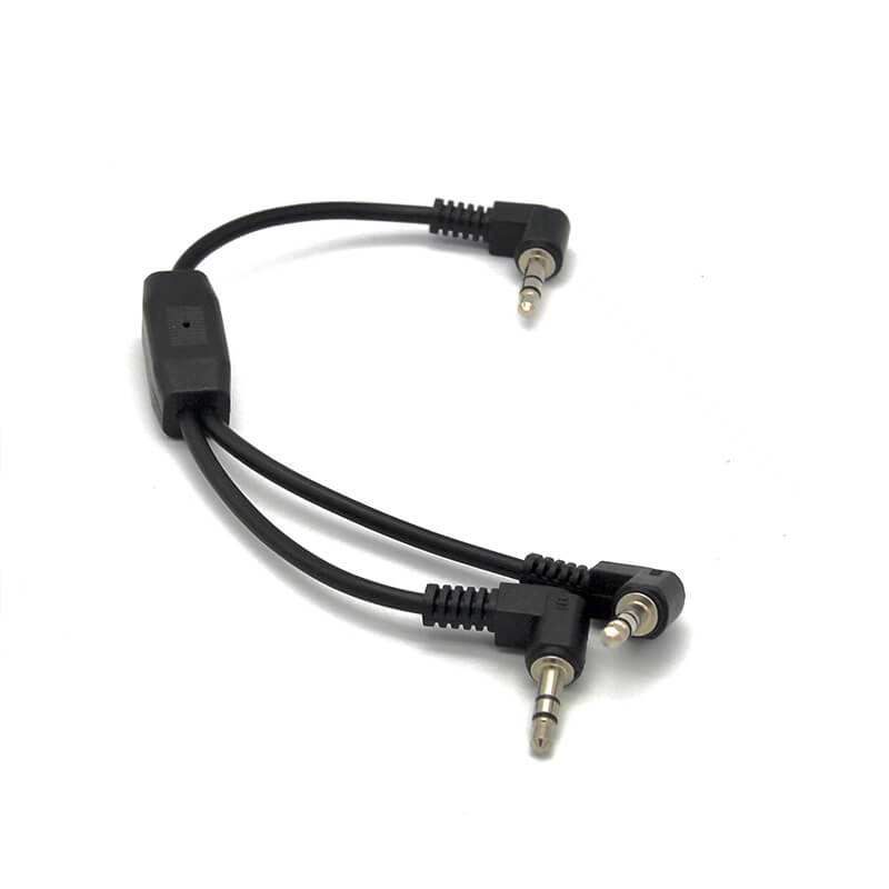 3.5MM  3Pole Male Right Angle to Dual 3.5MM  3Pole Male Right Angle Connector Audio Cable