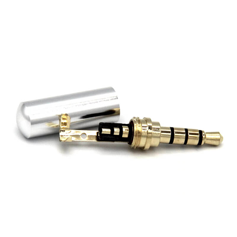 3.5MM 4Pole Gold Plated Audio Plug With Wire Clamp