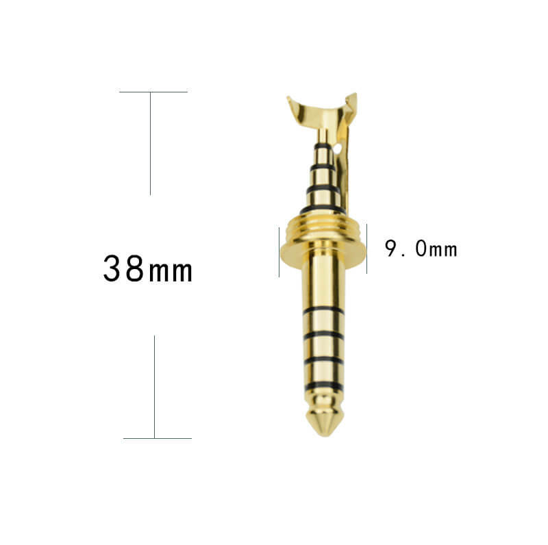 4.4MM 5Pole Gold Plated Audio Plug With Wire Clamp